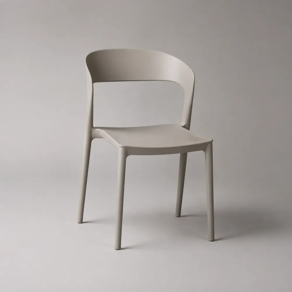 Chaise de salle à manger 55x55x80 cm en polypropylène beige avec dossier arrondi