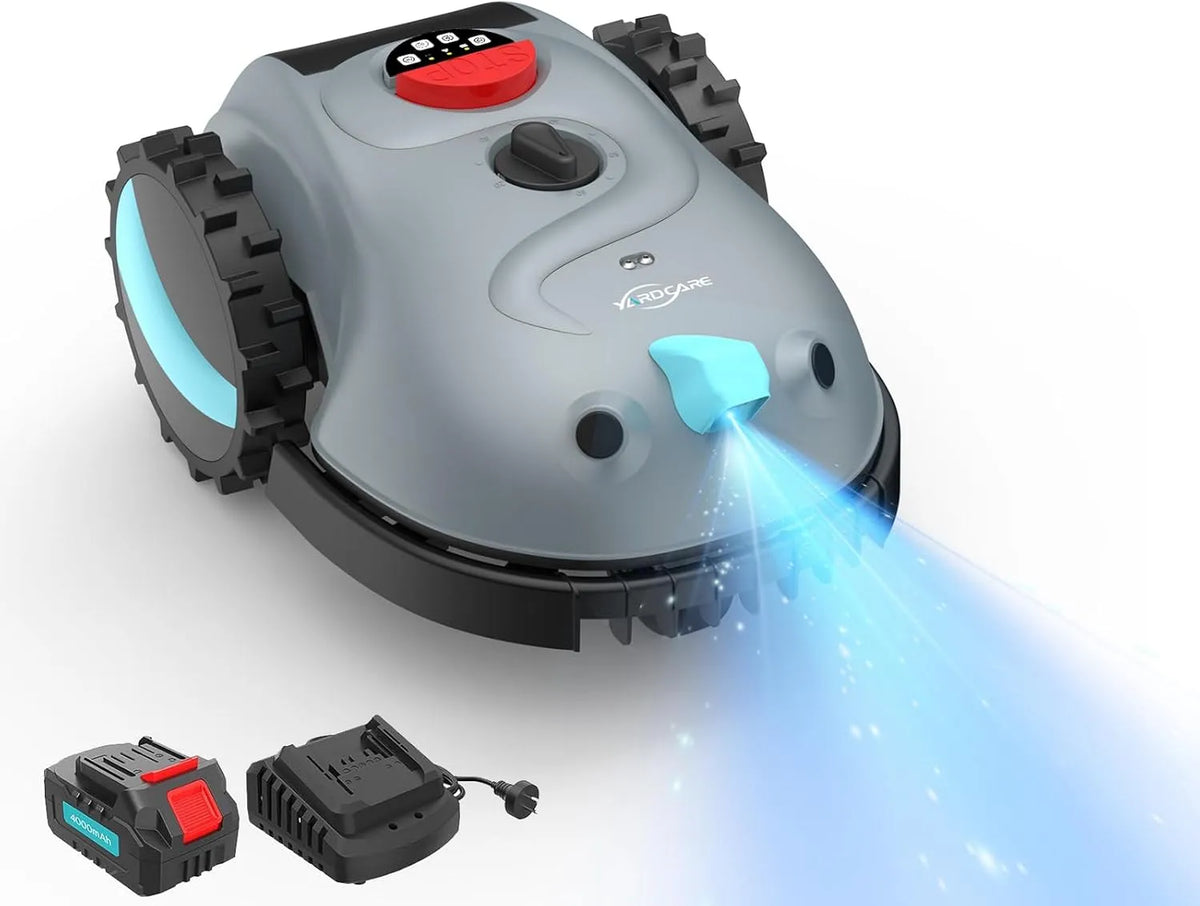 Tondeuse V100 YARDCARE Robot, 4Ah, Peigne à Herbe, Détection d'obstacles 150, Robot Gazon avec Batterie, Lames de Rechange