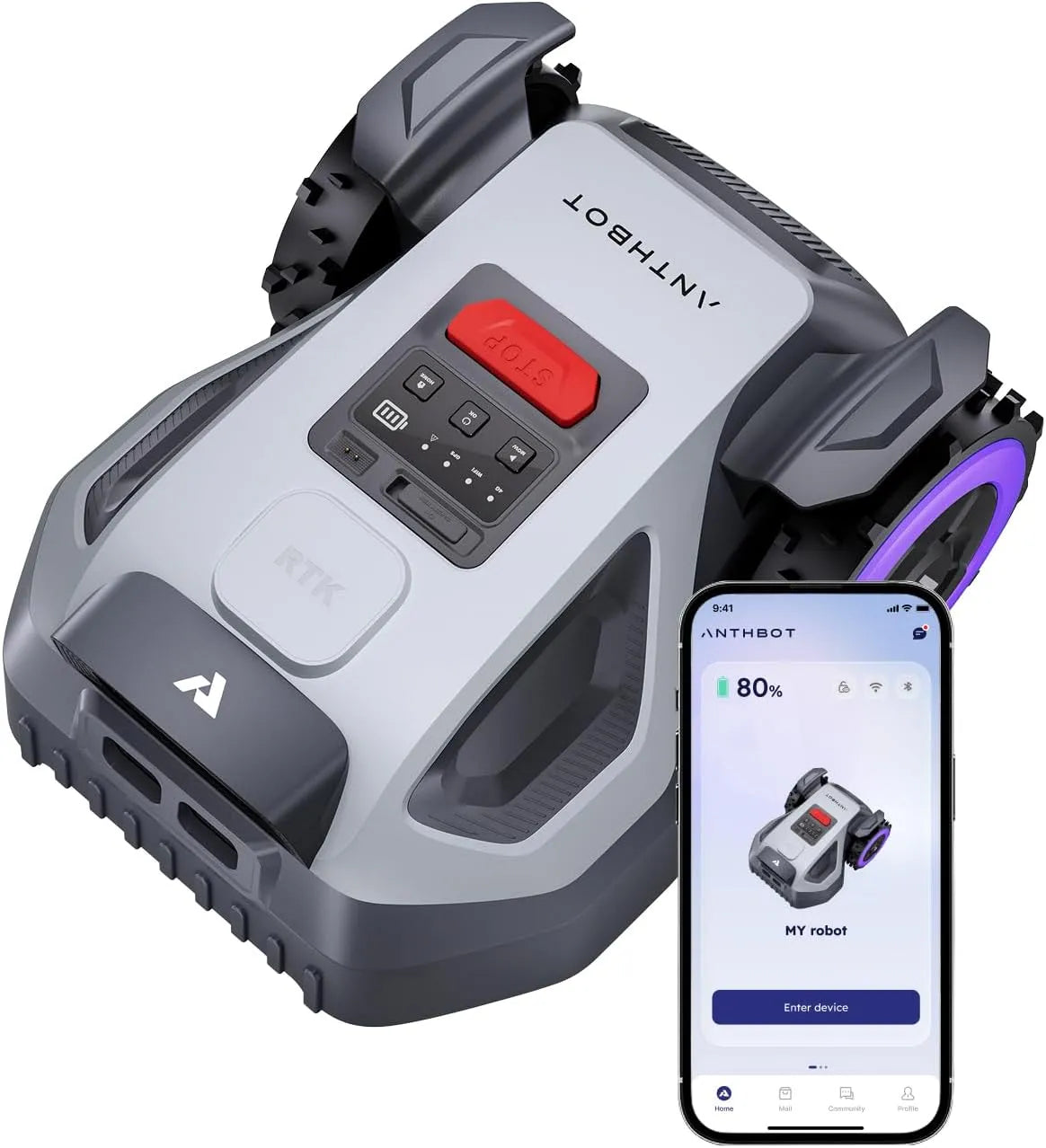 Tondeuse, sans Fil Ensemble de Prévente Housse de Protection Contre la Pluie Kit de Remplacement des Lames Support Mural RTK, ANTHBOT M5 Robotisé