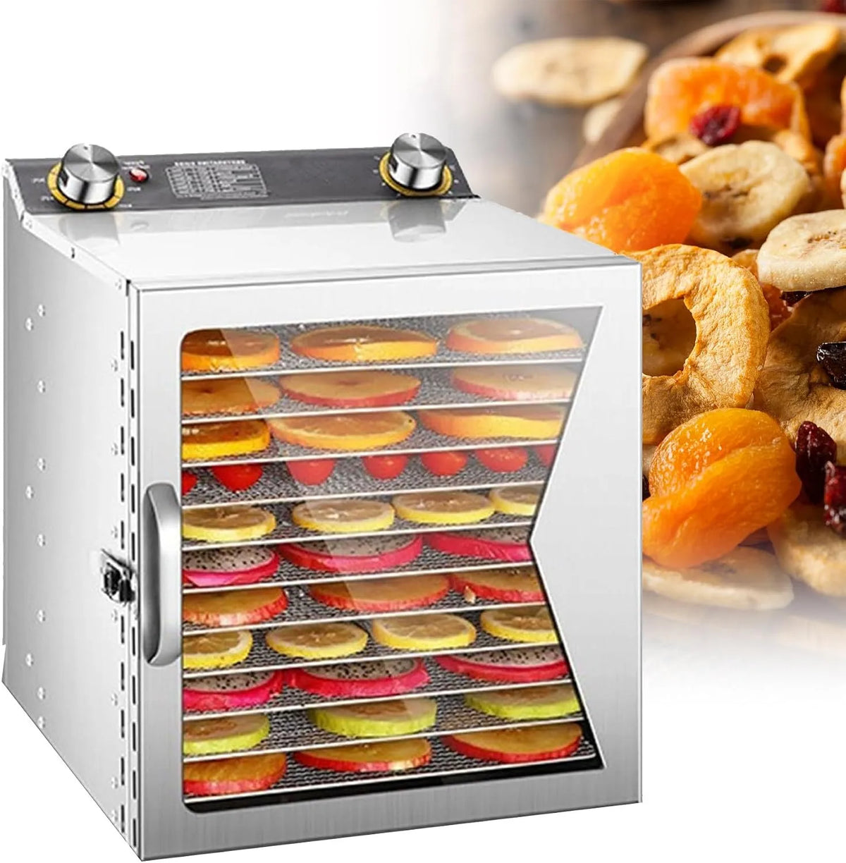 Déshydrateur alimentaire 12layers, Durée: 0-12 H, Ventilation à 360°, minuterie intégrée Et Contrôle De La Température