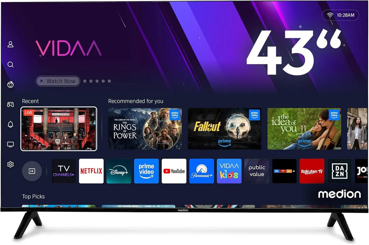 QLED Ultra HD 843601 MEDION TV, Smart-TV, VIDAA Store, Disney+, Paramount+, HbbTV, Bluetooth, 4K, Dolby Vision HDR
