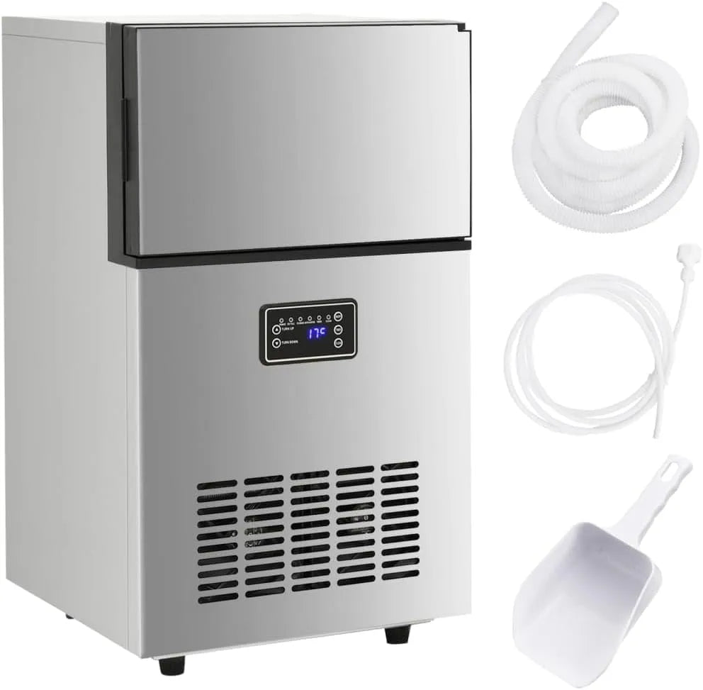 VidaXL machine à glaçons, Appareil à glaçons finition argentéeé 45 kg, 24 h, Automatique, Mini