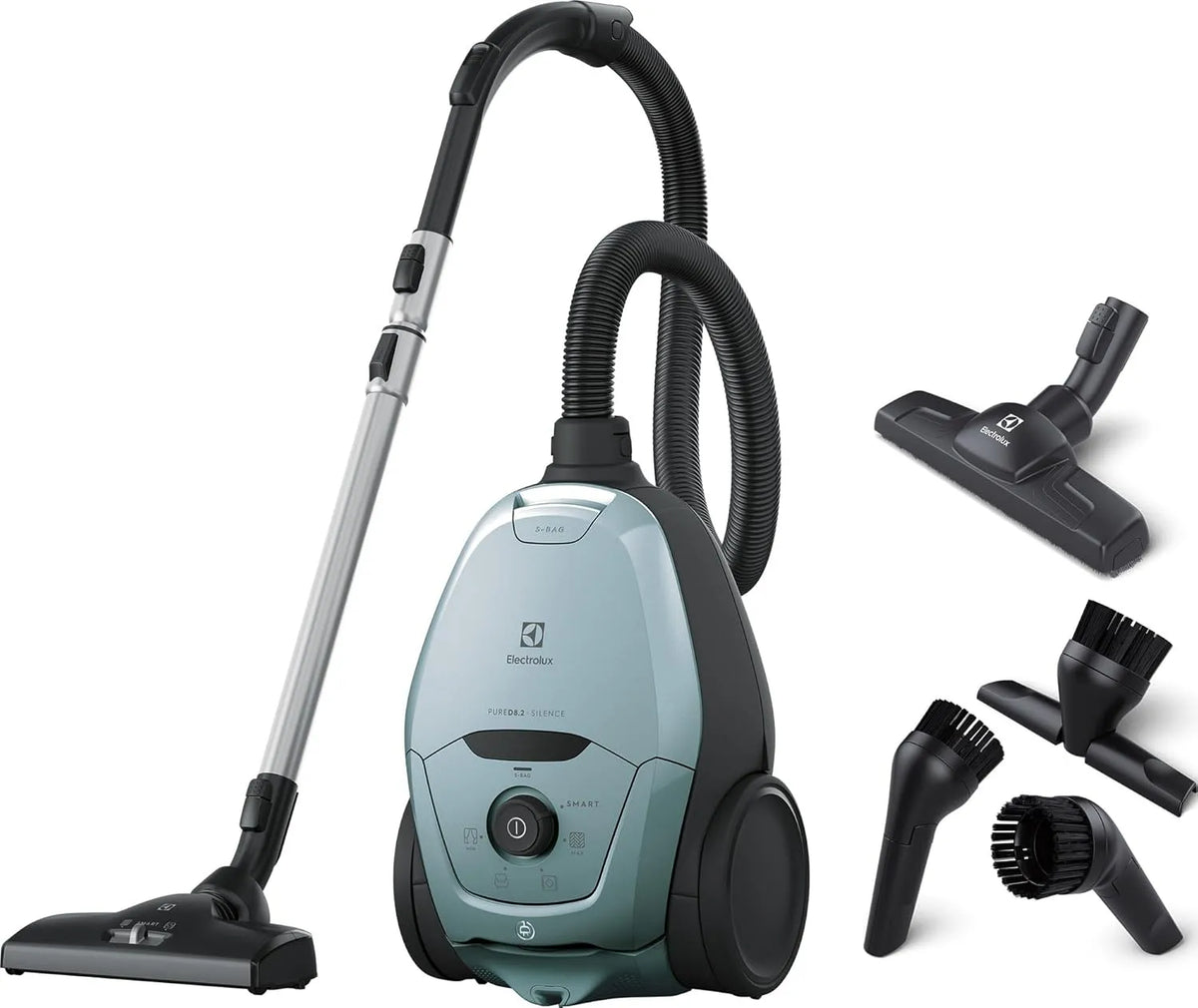 Electrolux aspirateur PD82-4MB, 57dB, Ultra Silencieux, Puissance Automatique Intelligente, Bleu Ciel, Pure D8, Traineau avec Sac, Léger