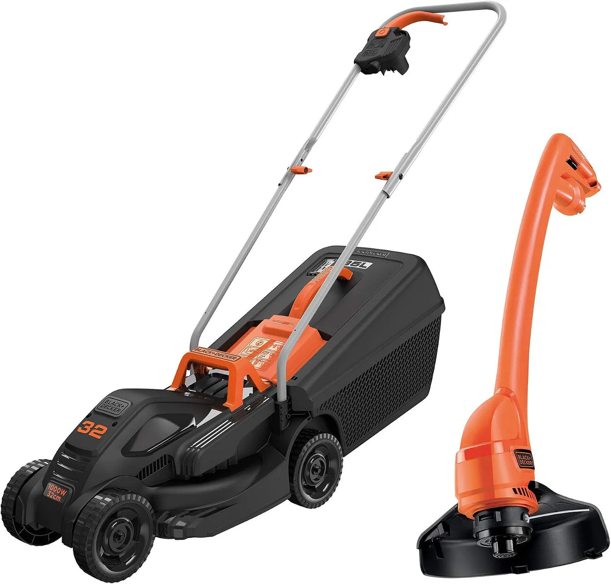 Black+Decker tondeuse BEMW351GL2-QS, à Gazon 32 cm avec 3 Hauteurs de Coupe, modèle à gazon, Filaire 1000W et Coupe-Bordures Filaire 250W