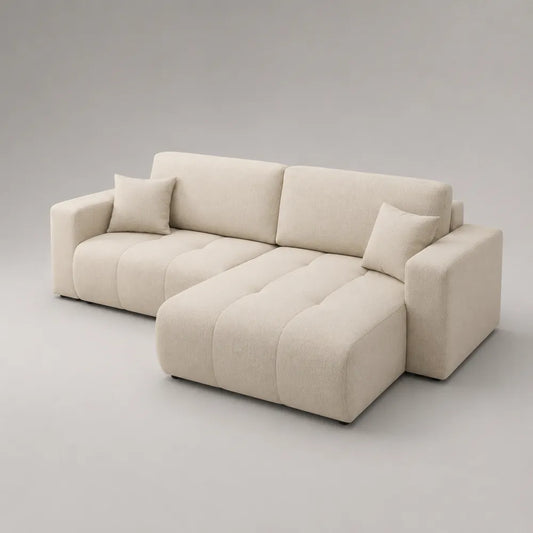 Canapé d'angle modulable 280x170x85 cm polyester beige avec méridienne