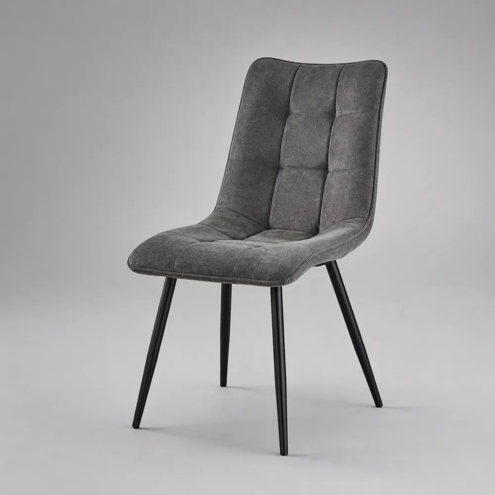 Chaise de salle à manger 50 x 60 x 85 cm tissu polyester gris avec pieds en acier noir
