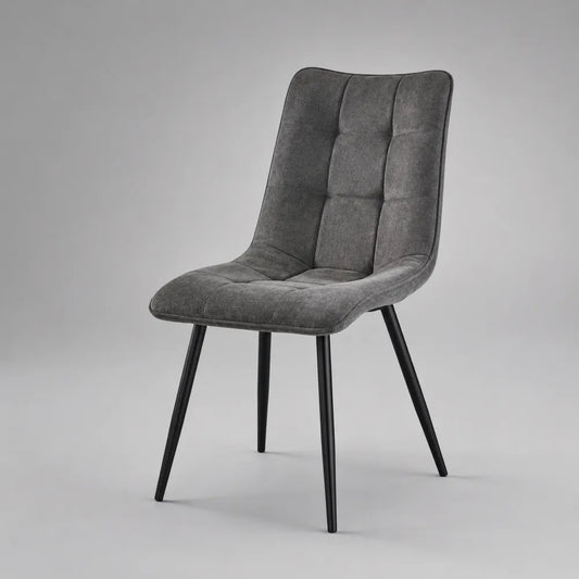 Chaise de salle à manger 50 x 60 x 85 cm tissu polyester gris avec pieds en acier noir