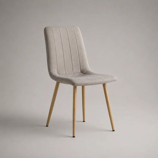Chaise de salle à manger 50 x 60 x 85 cm en tissu polyester beige avec pieds en bois clair