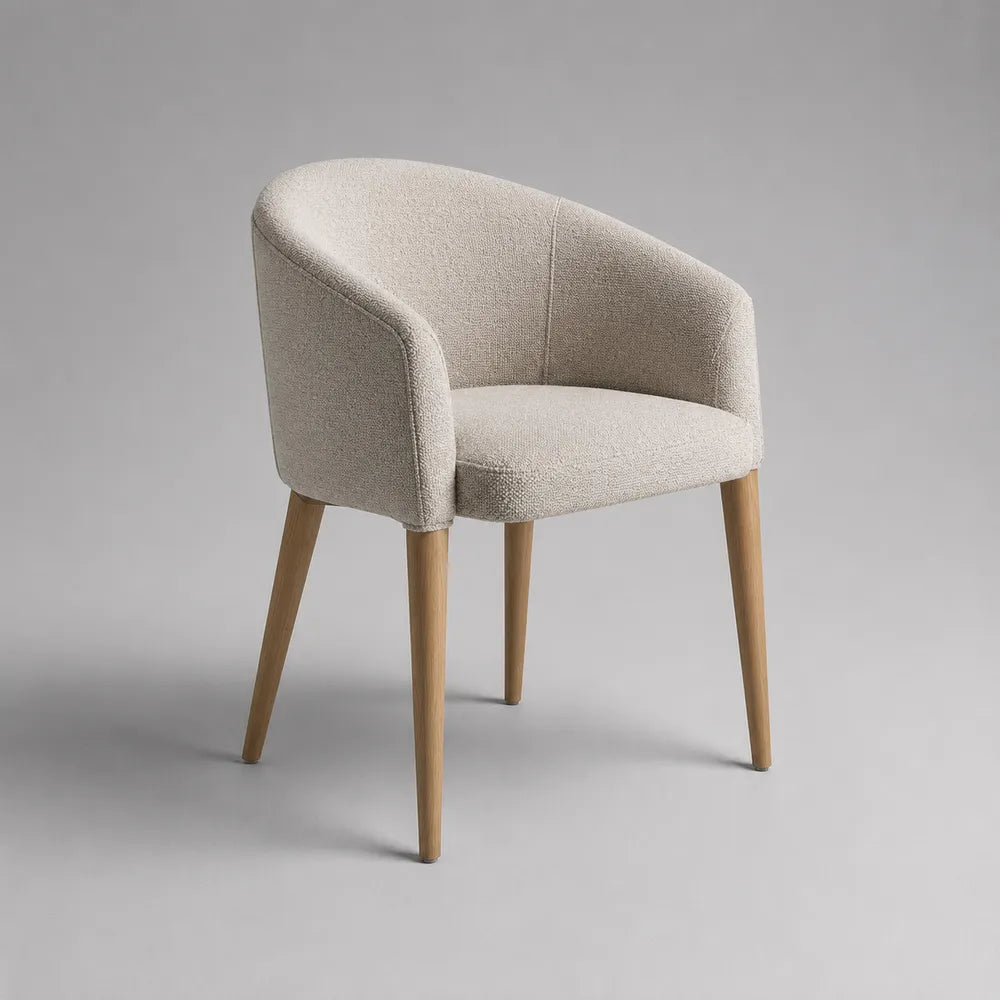 Chaise de salle à manger 58 x 60 x 80 cm tissu polyester beige avec pieds en bois naturel