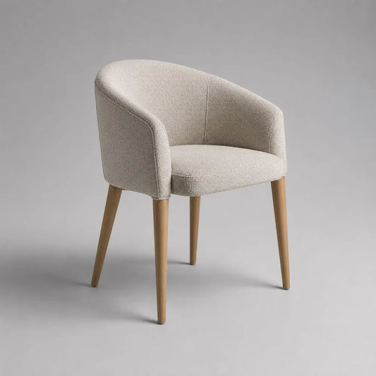 Chaise de salle à manger 58 x 60 x 80 cm tissu polyester beige avec pieds en bois naturel