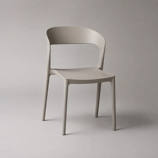 Chaise de salle à manger 55x55x80 cm en polypropylène beige avec dossier arrondi