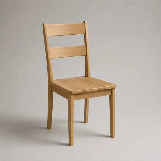 Chaise de salle à manger 45 x 55 x 90 cm en bois chêne naturel avec dossier à lattes forme rectangulaire