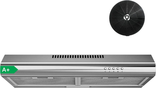 Hotte aspirante FIREGAS, 60 cm en Acier Inoxydable, Hotte Cuisine Encastrable ou Murale, 250 m³/h, Moteur Sans Balais, classe énergétique A+