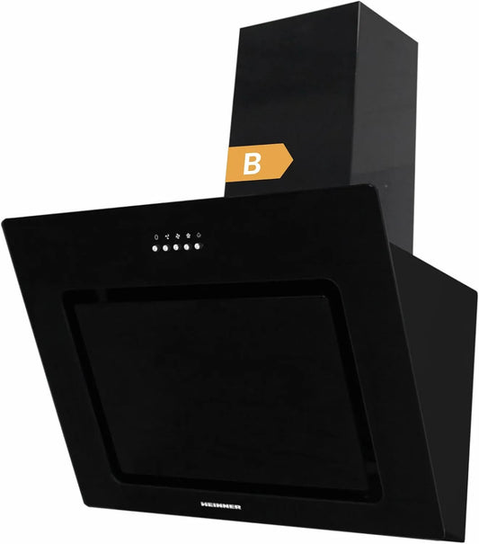Hotte aspirante DCH-650RGBK, Évacuation et recyclage Hotte Cuisine 586 m³/h, inclinée encastrable 60 cm noire, 3 niveaux de puissance