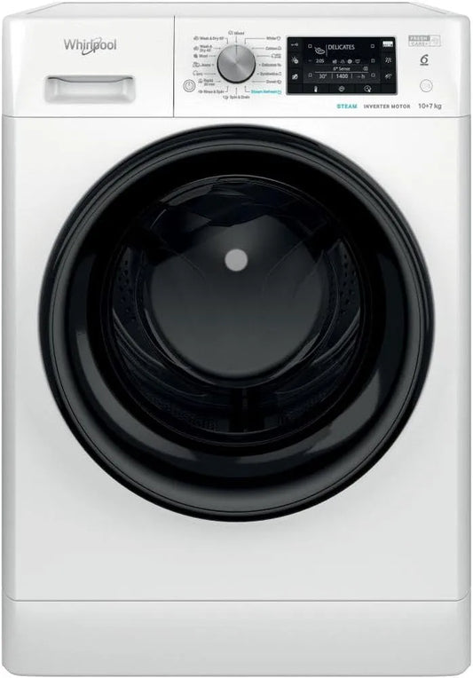 Whirlpool lave-linge FFWDD1076258B, avec sèche linge Charge avant Autonome finition blanche A