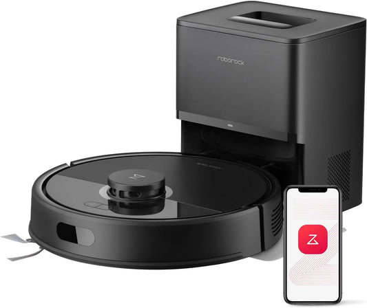 Roborock aspirateur 8000, Q7 L5+ Robot Laveur avec Station, 3 Niveaux d'eau, Pa Aspiration, Vidange Automatique, Navigation LiDAR, Tapis, App