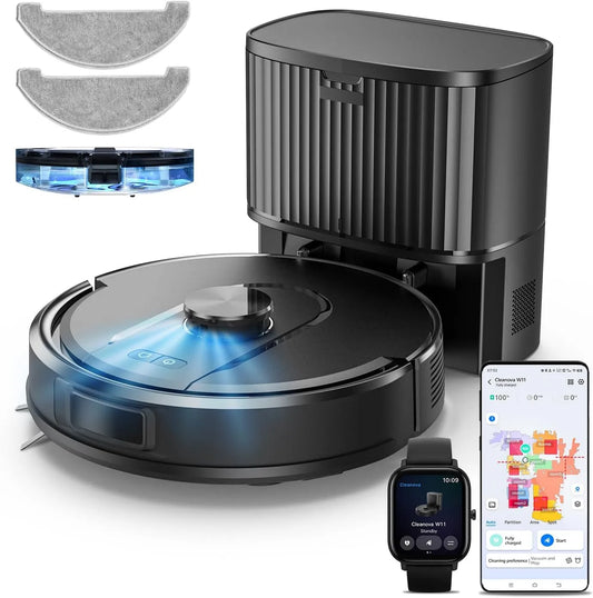 Aspirateur robot W11 180min Vexilar, 5000Pa, Connecté par Alexa, Idéal pour Tapis Poils d'animaux, Navigation LiDAR, APP