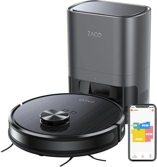 Aspirateur A10 150min ZACO Pro Robot, ZACO Pro Robot Laveur avec Station de vidange Automatique jusqu'à 60 Jours, 3000Pa, Fonction Nettoyage